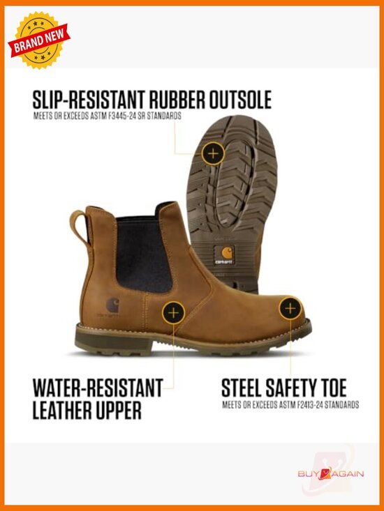 Water Resistant Steel Toe Chelsea Boots Slip-on Leather main image 3